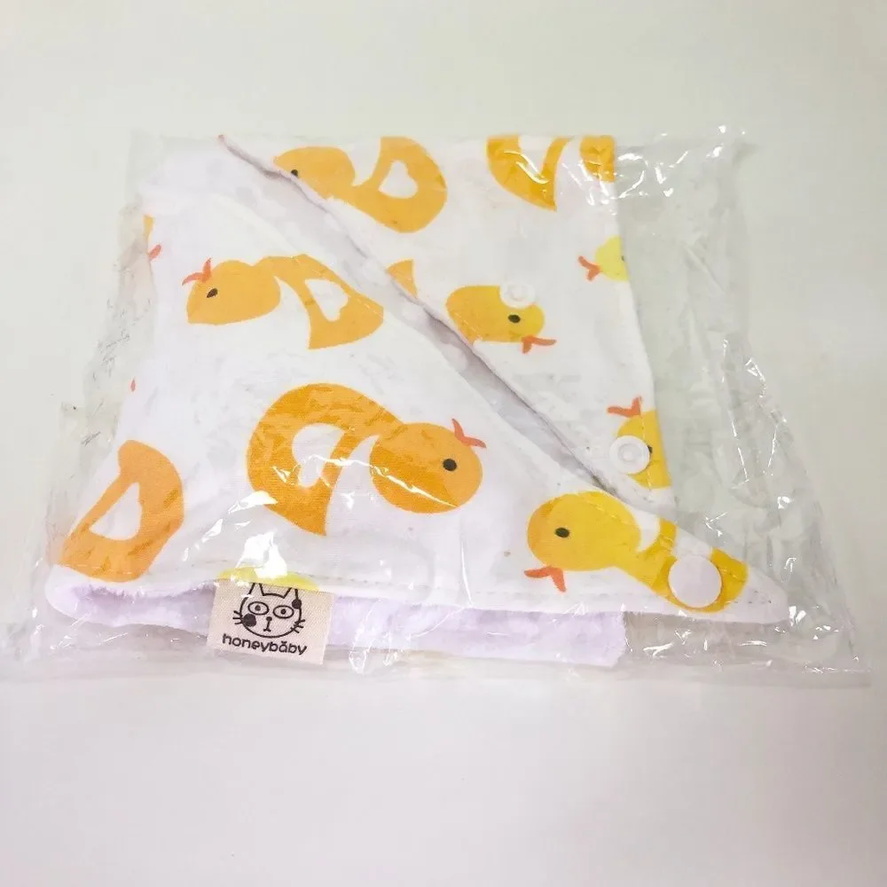 HONEY BABY Bib + Wooden Bunny Toy Duck Printed Gift Set